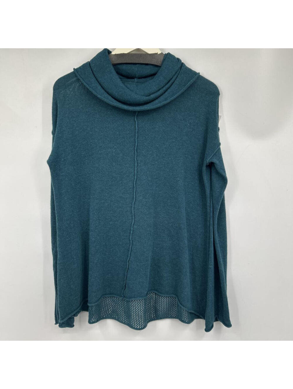 Women's Prana Fishnet Back Cowl Neck Teal Sweater Small